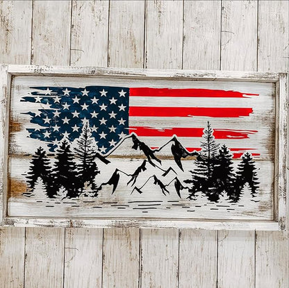 Zosylley Pine Tree & Mountain Animal Stencils for Wood Burning, Painting & Decorating, 16pcs Reusable & Washable PET Plastic, 12x8 & 12x6 Inch