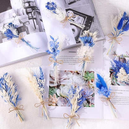 10 Pack Dark Blue Dried Flowers Bouquets Naturl Dried Flowers Decor Dry Wildflowers with Stem Mini Dried Floral Arrangement for Vase Carfts Wedding Table Centerpieces Graduation Party Decor