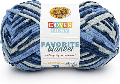 Lion Brand Yarn, Cover Story Favorite Blanket Yarn for Knitting and Crochet, 223 Yards, I'm Blue, 1 Pack