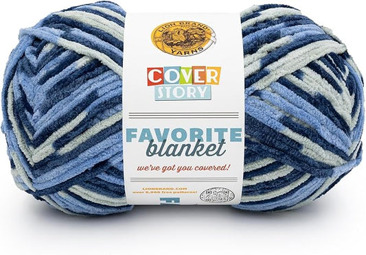 Lion Brand Yarn, Cover Story Favorite Blanket Yarn for Knitting and Crochet, 223 Yards, I'm Blue, 1 Pack