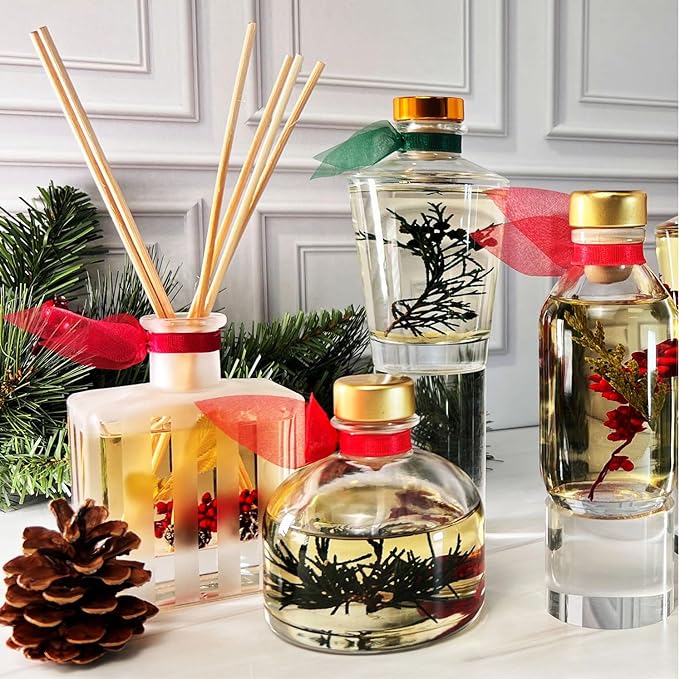 LOVSPA Reed Diffuser Set, Mandarin & Ginger Scented Oil Diffuser with Sticks, Home Fragrance Accessories for Bathroom Shelf Decor, Aroma Diffusers for Home or Office Desk, USA Made