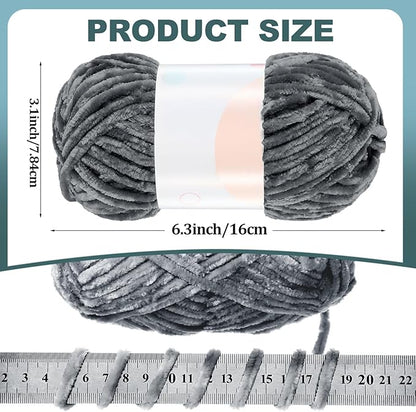 Xinnun 12 Skeins 1116 Yards Chenille Velvet Soft Thick Plush Yarn Bulk for Crocheting Knitting Blanket DIY Weaving Craft, 6mm, 3.5 Oz/Skein(Simple Color)