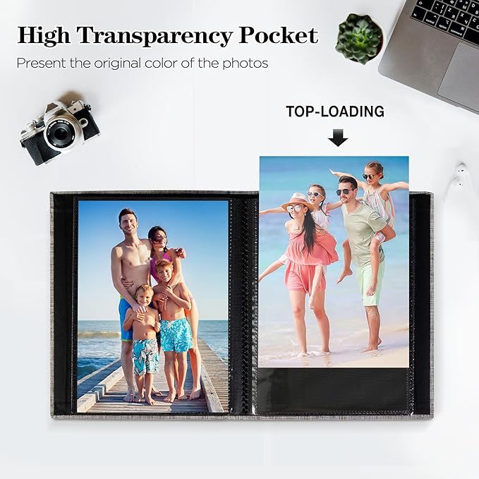 Mublalbum 2 Pack Small 4x6 Photo Album Linen Cover with Display Window Mini Picture Book Each Holds 52 Vertical Pockets for Artwork Postcards or Pictures Storage (Red)