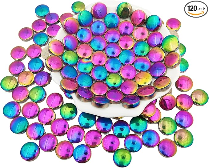 500g/1.1lb Round Ceramics Mosaic Tiles,120PCS DIY Making Creative Ceramic Mosaic Tiles for DIY Craft Plates Flowerpots Vases Cups Mosaic Making Supplies (0.78 inch Rainbow Round)