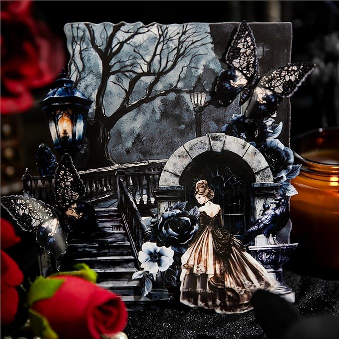 AuriicLeaf Gothic Manor Sticker Set, 120PCS Vintage Ephemera for Scrapbooking, Journaling, DIY Crafts and Planner Supplies