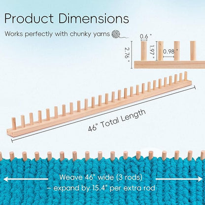 LITURTOO Chunky Blanket Loom - Loom for DIY Throw Blankets, Adjustable Size Hand Knitting Yarn Chunky,No Needles Required,Beginner Friendly Yarn Craft (46")