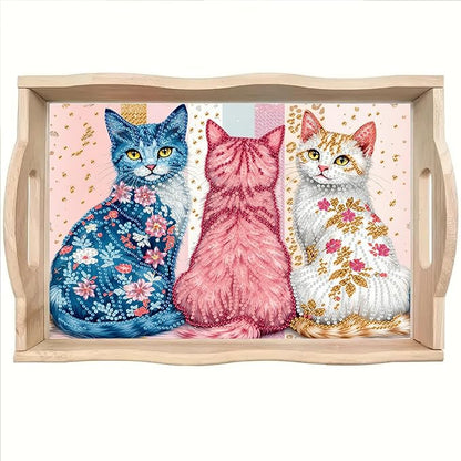 SHLUHA Diamond Art Kits for Adults Wooden Serving Trays with Handle Food Tray for Breakfast Home Decor Gift