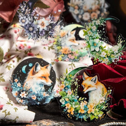 MiyouLuna 120Pcs Moon Floral PET Stickers, Scrapbook Stickers Kit for Journaling, Ephemera Packs for Junk Journals