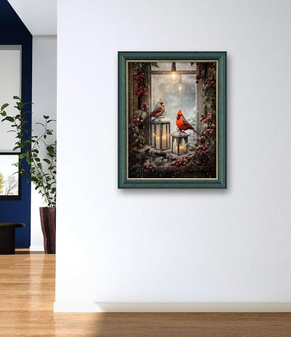 Leczany Cross Stitch Stamped Kit for Beginner - Two Little Birds by The Window | DIY Embroidery Starter Patterns Craft Kit Needlepoint for Adults | 11CT, 3 Strands | 13.4x17.7 inches