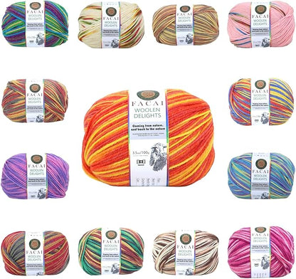Facai Blend Merino Wool Yarn for Knitting - Worsted Weight,197yds (3.5oz) Ball, Ideal for Sweaters, Scarves, and Accessories (3, Flamingos)