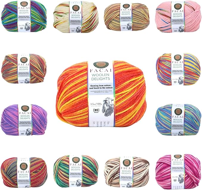 Facai Blend Merino Wool Yarn for Knitting - Worsted Weight,197yds (3.5oz) Ball, Ideal for Sweaters, Scarves, and Accessories (1, Flamingos)