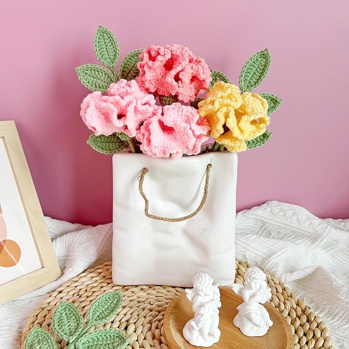 Lily's Lyric Flower Crochet Kit | Carnation & Ash Leaf | Step-by-Step Video Tutorial for Adults Teenagers | Craft Gift Idea DIY Home Decoration