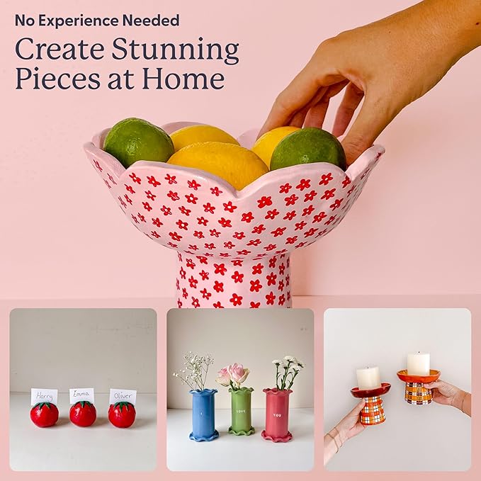 Sculpd - The Original Pottery Kit - Complete Air Dry Clay Kit for Adults Includes Sculpting Tools, Varnish, Paint Brushes, Guides, Arts & Crafts Sets, Gloss Varnish with Pastel Tones