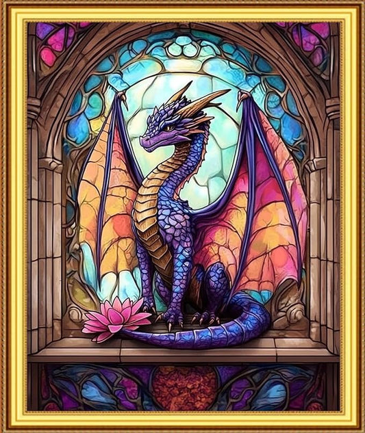 Foxnyart Stamped Cross Stitch Kits Full Range of Embroidery Needlework Starter Kits for Beginners Adults 11CT Embroidery Patterns Art Crafts DIY Needlepoint Kit-Colorful Dragon Flower 16x20 inchs