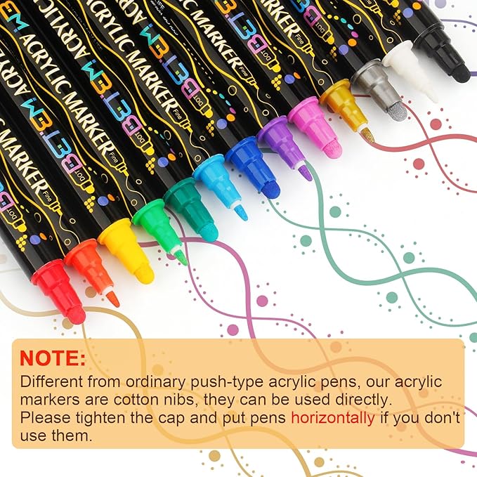 Betem 36 Colors Dual Tip Acrylic Paint Pens Markers, Premium Acrylic Paint Markers Stocking Stuffers for Rock, Wood, Fabric, Glass, Canvas, Ceramic, Christmas Gifts for Teens DIY Crafts Art Supplies