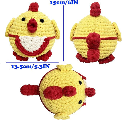 DIBYHIVE Crochet Kit for Beginners,Complete Video Tutorials,6Inches Chick Crochet Kit,Includes Explanations of Basic Crochet Stitches