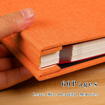 Spbapr Large Photo Album Self Adhesive Linen Cover Magnetic Scrapbook Album DIY Scrap Book 60 Black Sticky Pages for 3x5 4x6 5x7 8x10 Pictures with A Metal Pen