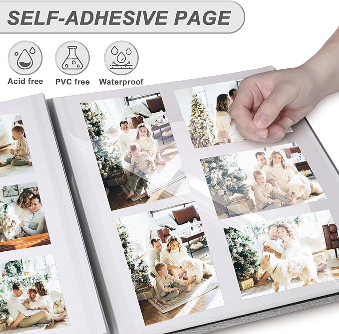 Aenbuslm Photo Album Self Adhesive Pages for 4x6 5x7 8x10 Pictures Scrapbook Magnetic Photo Albums with Sticky Pages Books with A Metallic Pen for Baby Wedding Family 11x10.6 Purple 60 Pages