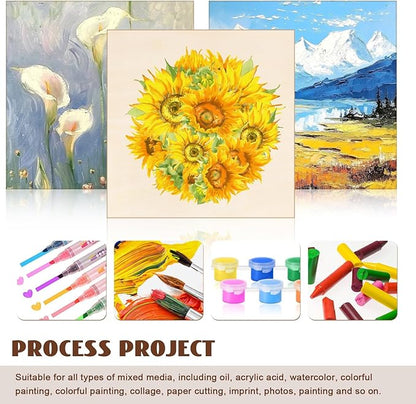 FSWCCK 10 Pack 8 x 8 inch Wood Panel Boards, Unfinished Wood Canvas Panels for Crafts, Painting Canvas, DIY Art Projects, Pouring, Arts Use with Oils, Acrylics ﻿