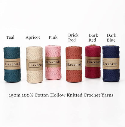100% Cotton Crochet Yarn for Bag,3 Rolls/Pack 2mm x 510m,Macrame Cord,Chunky Yarn for Crocheting Handbag, Purse,Blankets Crafts Projects (Apple Green)