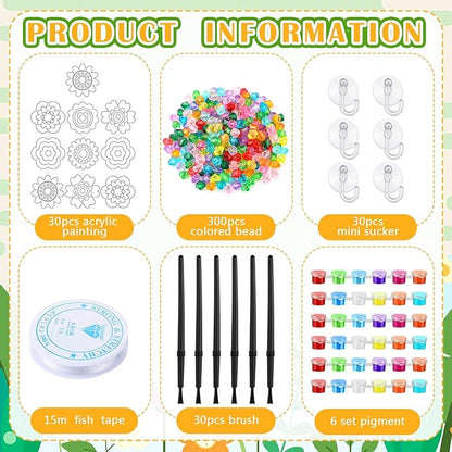 WinnerWhy 30 Sets Flower Suncatchers Window Art Kits, Spring DIY Sun Catchers Crafts Paint Your Own Window Ornaments for Adult Home Birthday Activity Party Decor