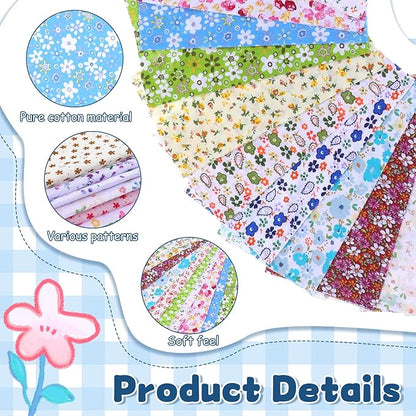100 Pcs 8 x 8 Inch Cotton Fabric Squares No Repeat Floral Patchwork Fabric Pre Cut Quilting Fabrics Bundles Flower Sewing Fabrics Multi Color Floral Square Patchwork for DIY Craft Sewing Cloths
