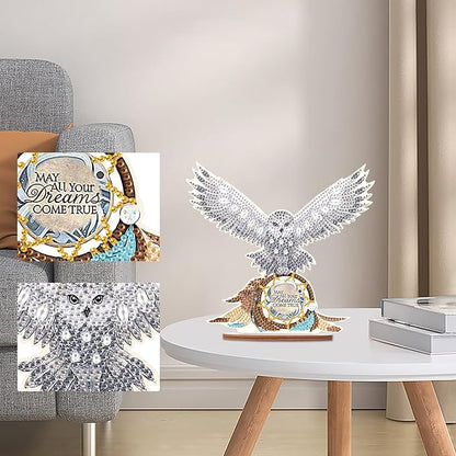 Tontut DIY Diamond Art Painting kit Ornament, Domineering White owl Handmade Three-Dimensional Ornaments, The Perfect Combination of Decoration and Art,Excellent Choice for Home Decoration Gifts