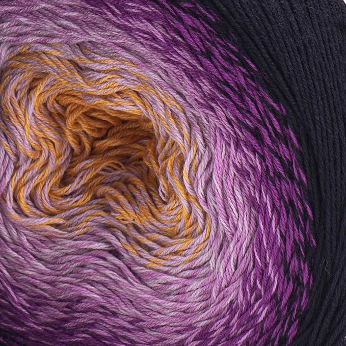 2 Skein/Pack Yarnart Flowers Gradient Yarn, Each Ball 8.8 Oz (250gr) / 1094 Yards (1000m), 55% Cotton 45% Acrylic, Superfine Fingering Weight for Knitting and Crochet, 303 - Black Purple
