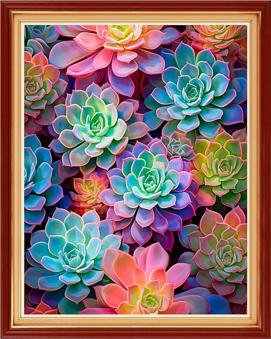 Dooxvey Cross Stitch Kits for Adults Stamped Full Range of Embroidery Starter Kits for Beginners 11CT Printed Cross Stitch Patterns Needlepoint Kits Stamped Crossstitch- Succulent Plants 16x20 inch