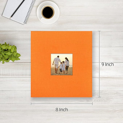 potricher Small Photo Album 4x6 200 Photos Linen Cover Picture Photo Book for Family Wedding Anniversary Baby Vacation (Orange,200 Pockets)