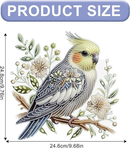 AiYuanzsh Diamond Art Suncatcher Hanging Kit Parrot with Flowers, Special Shaped Diamond Painting Ornament for Adults, Colorful DIY Window & Wall Decoration, Crystal Diamond Art Kit