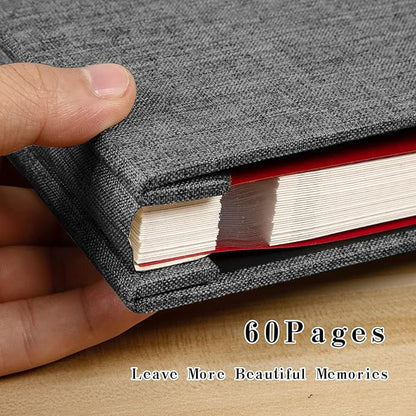 Spbapr Large Photo Album Self Adhesive Linen Cover Magnetic Scrapbook Album DIY Scrap Book 60 Black Sticky Pages for 4x6 5x7 8x10 10x12 Pictures with A Metal Pen 13.2"x12.8"60pages