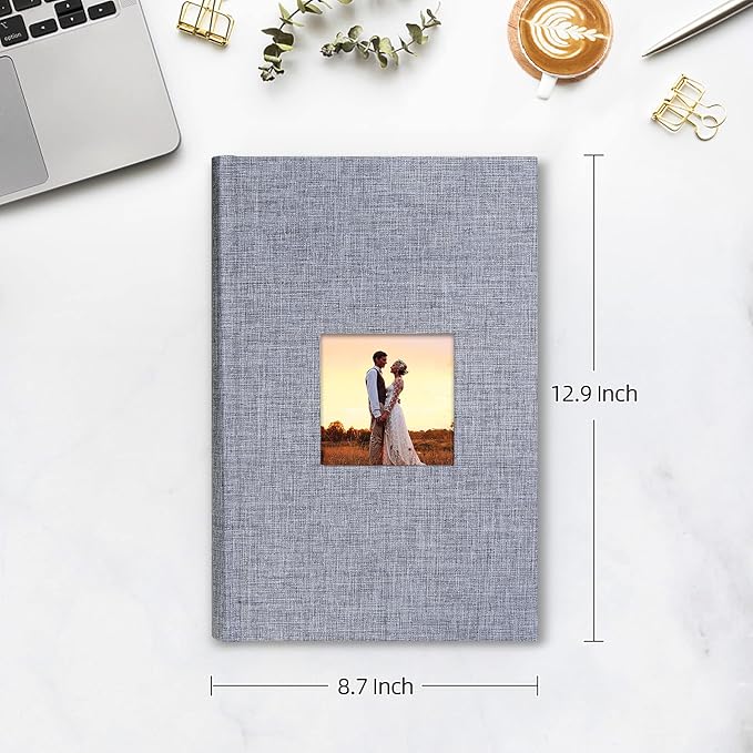 Mublalbum Photo Album 4x6 300 Photos Linen Cover with Memo Areas Photobook Pictures Book for Wedding Family Baby and Vacation (Gray)