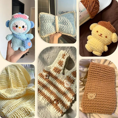 Baby Blanket Yarn for Crocheting - 1 Pack of 200g/7oz Chunky Chenille Yarn for Knitting Blankets Amigurumi - #6 Super Bulky - 174 Yards Soft Thick Plush Yarns (1, Aqua Green)