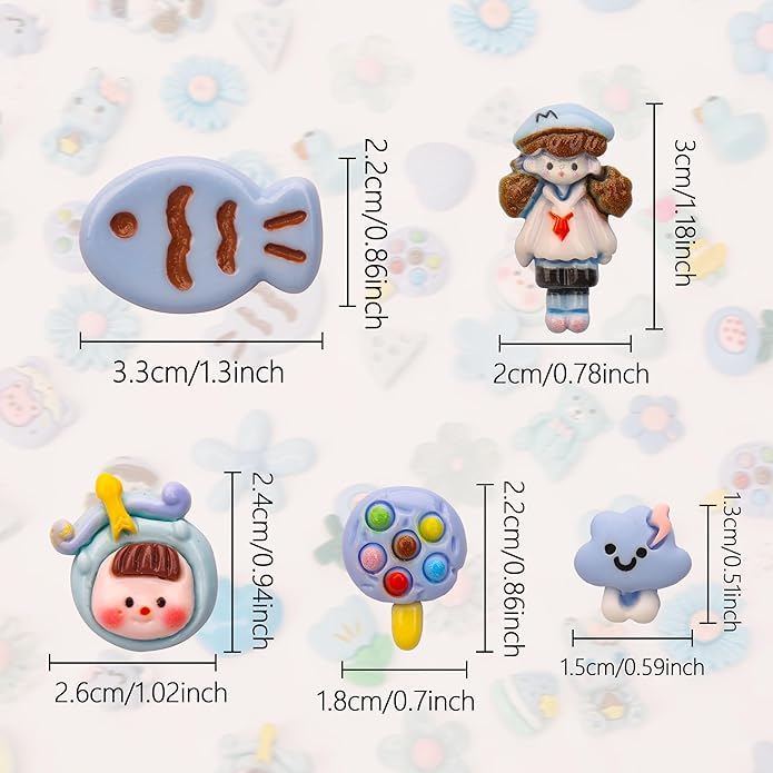 100Pcs Slime Charms, Mixed Cute Resin Charms Set for Scrapbooking, Phone Cases, Hair Accessories, Fake Candy Decor, Crafting Embellishments & DIY Keychains