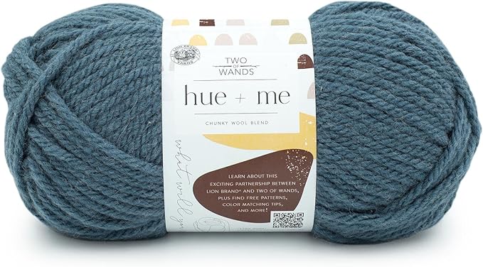 Lion Brand Yarn, Hue + Me Chunky Yarn for Crocheting, Knitting, and Crafts, Marine, 1 Pack