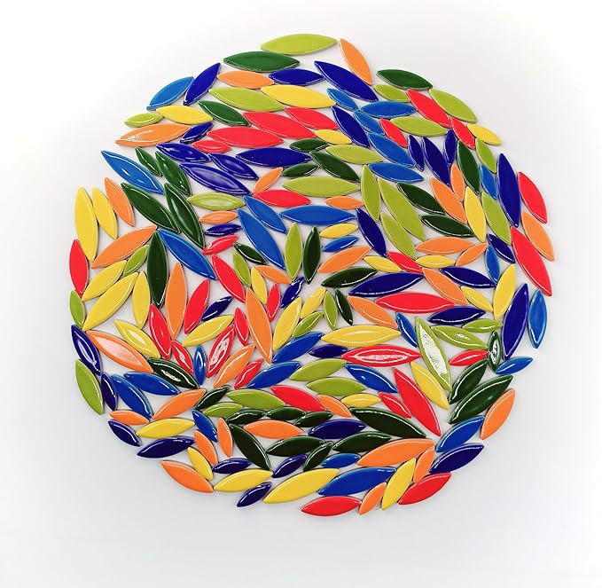 EDFLIFE Glazed Ceramic Mosaic Tiles for Crafts, 1.1lb Leaf Petal Tiles for Mosaic Crafts, Assorted Porcelain Ceramic Tiles for Mosaic Making Kits Art Projects and Outdoor Decorations (Mixed Color)…
