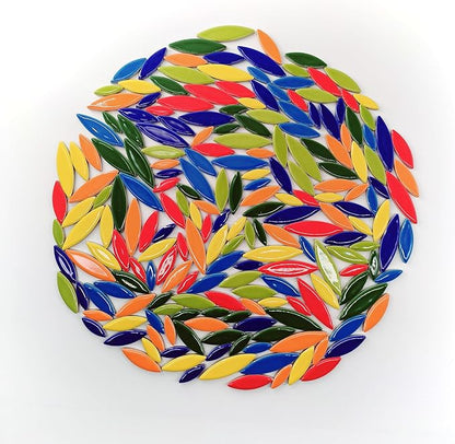 EDFLIFE Glazed Ceramic Mosaic Tiles for Crafts, 1.1lb Leaf Petal Tiles for Mosaic Crafts, Assorted Porcelain Ceramic Tiles for Mosaic Making Kits Art Projects and Outdoor Decorations (Mixed Color)…