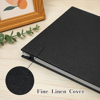 Spbapr Large Photo Album Self Adhesive Linen Cover Magnetic Scrapbook Album DIY Scrap Book 40 Black Sticky Pages for 4x6 5x7 8x10 10x12 Pictures with A Metal Pen