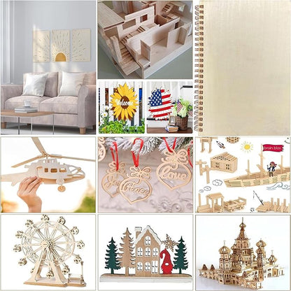 12 Pack Basswood Sheets for Crafts 12x18 Inch,2mm Basswood for Laser Cutting & Engraving, Drawing,Wood Burning, Unfinished Plywood Sheets for DIY Ornaments and Architectural Model (12x18x2mm)