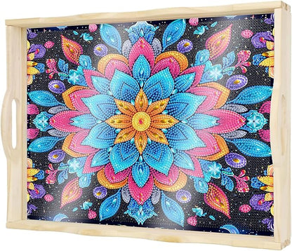 DOTSOPS DIY Diamond Painting Serving Tray with Handle for Adults 5D Diamond Art Kits for Beginners Full Drill Diamond Dots Gem Arts and Crafts Special Shape Living Room 12 x 16 Inches Mandala