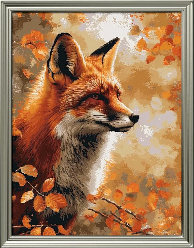 Leczany Cross Stitch Stamped Kits for Beginners Adults Patterns Craft Kit Needlepoint Full Range of Embroidery Starter Kits DIY 11CT 3 Strands | Fox 13×17.7 inches