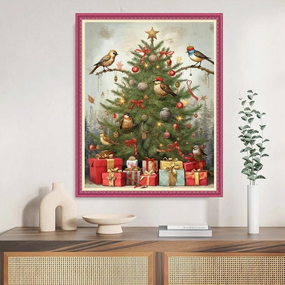 Joyhoor Cross Stitch Kits for Beginners Stamped Cross-Stitch Supplies Needlework preprint Embroidery Kits for Adults DIY Needlepoint Kits Embroidery Patterns 11CT-Christmas Tree Bird 16.x20 inch