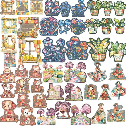 60 Pieces Vintage Aesthetic Scrapbooking Stickers with Pastoral Style Scenes for Junk Journals, Card Making, Planners, Phone Cases, Office DIY Crafts (6 Pack)