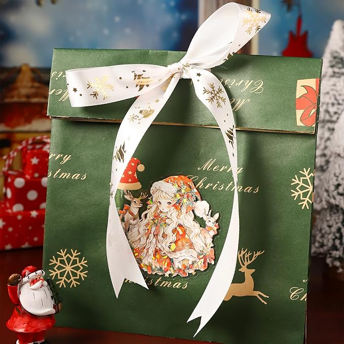 AuriicLeaf Dream Christmas Eve PET Stickers, 90 Pcs Fantasy Ephemera for Scrapbooking, Journaling, DIY Crafting, and Holiday Art Supplies
