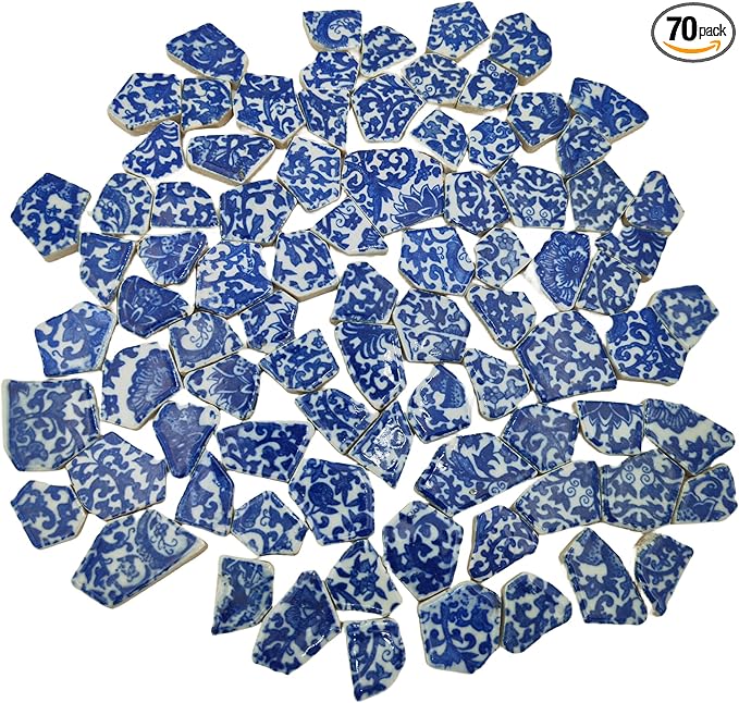 1.1 LB Porcelain Ceramic Mosaic Tiles,Broken Irregular Mosaic Tiles for DIY Craft Floor,Kitchen,Pool, Flower Pots Mosaic Making Supplies (Porcelain 06)