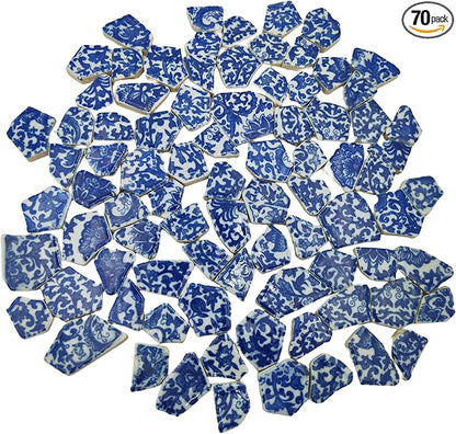 1.1 LB Porcelain Ceramic Mosaic Tiles,Broken Irregular Mosaic Tiles for DIY Craft Floor,Kitchen,Pool, Flower Pots Mosaic Making Supplies (Porcelain 06)