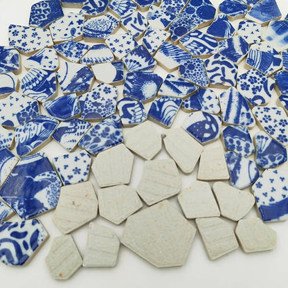 1.1 LB Porcelain Ceramic Mosaic Tiles,Broken Irregular Mosaic Tiles for DIY Craft Floor,Kitchen,Pool, Flower Pots Mosaic Making Supplies (Porcelain 02)