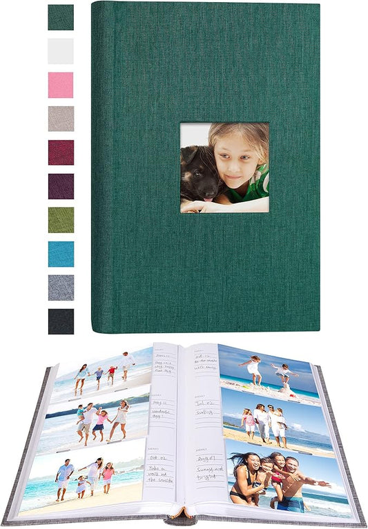 Mublalbum Photo Album 4x6 300 Photos Linen Cover with Memo Areas Photobook Pictures Book for Wedding Family Baby and Vacation (Dark Green)
