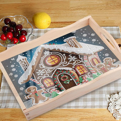 JZHYOAN Diamond Painting Trays for Adults, Special Brown House Creative Design, DIY Art Fruit Platters, Serving Tray for Party Supplies Home Decoration Serving Food Pantry Organization in Kitchen